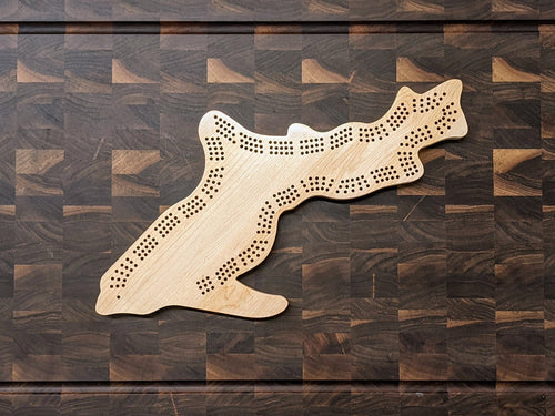 Michigan Upper Peninsula State MI Cribbage Board, Includes Pegs!