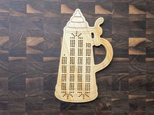 Load image into Gallery viewer, Beer Stein Cribbage Board, Includes Pegs!