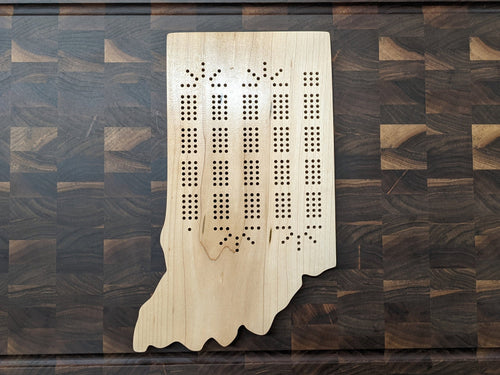 Indiana State IN Cribbage Board, Includes Pegs!